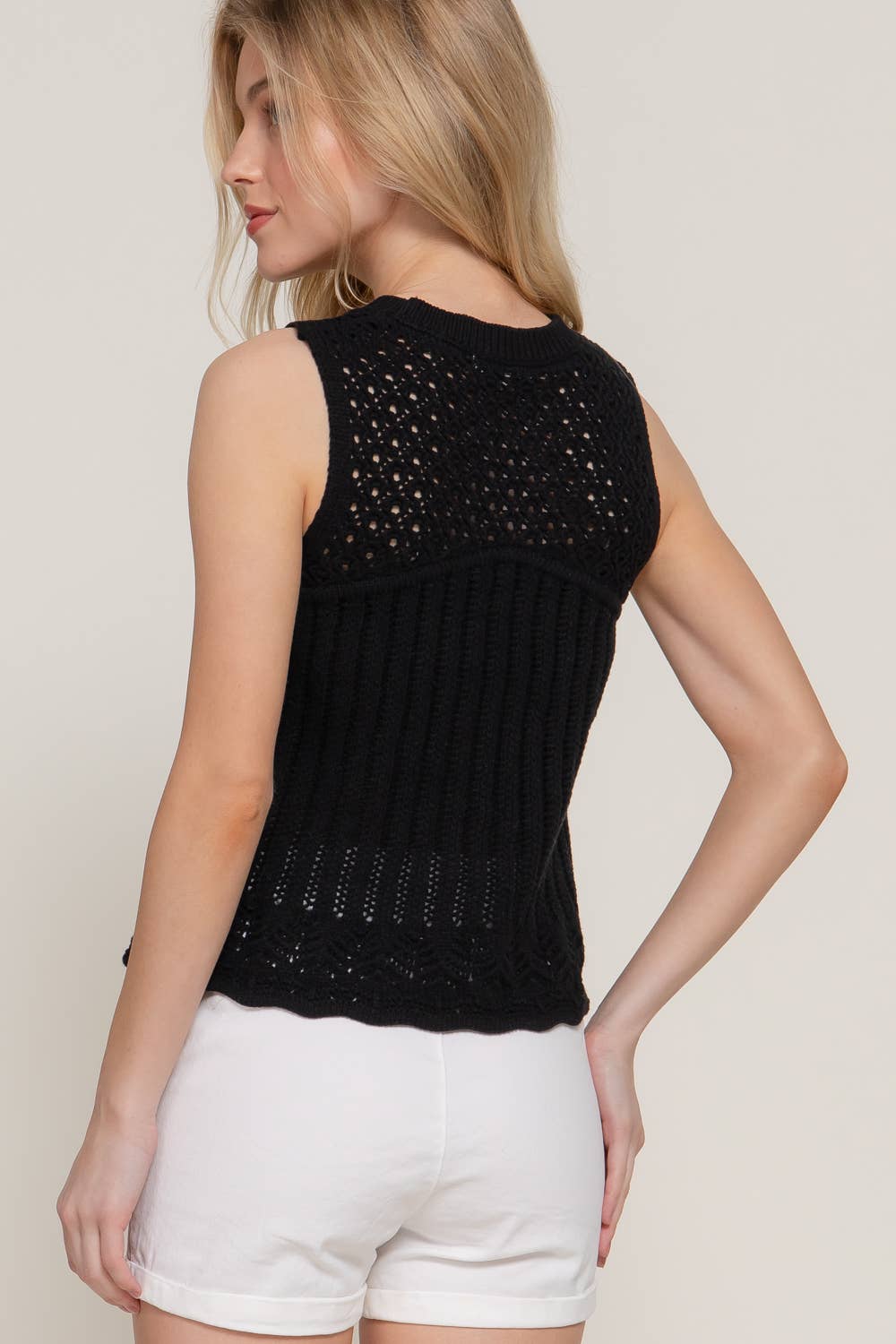 Sleeveless Round Neck Crochet