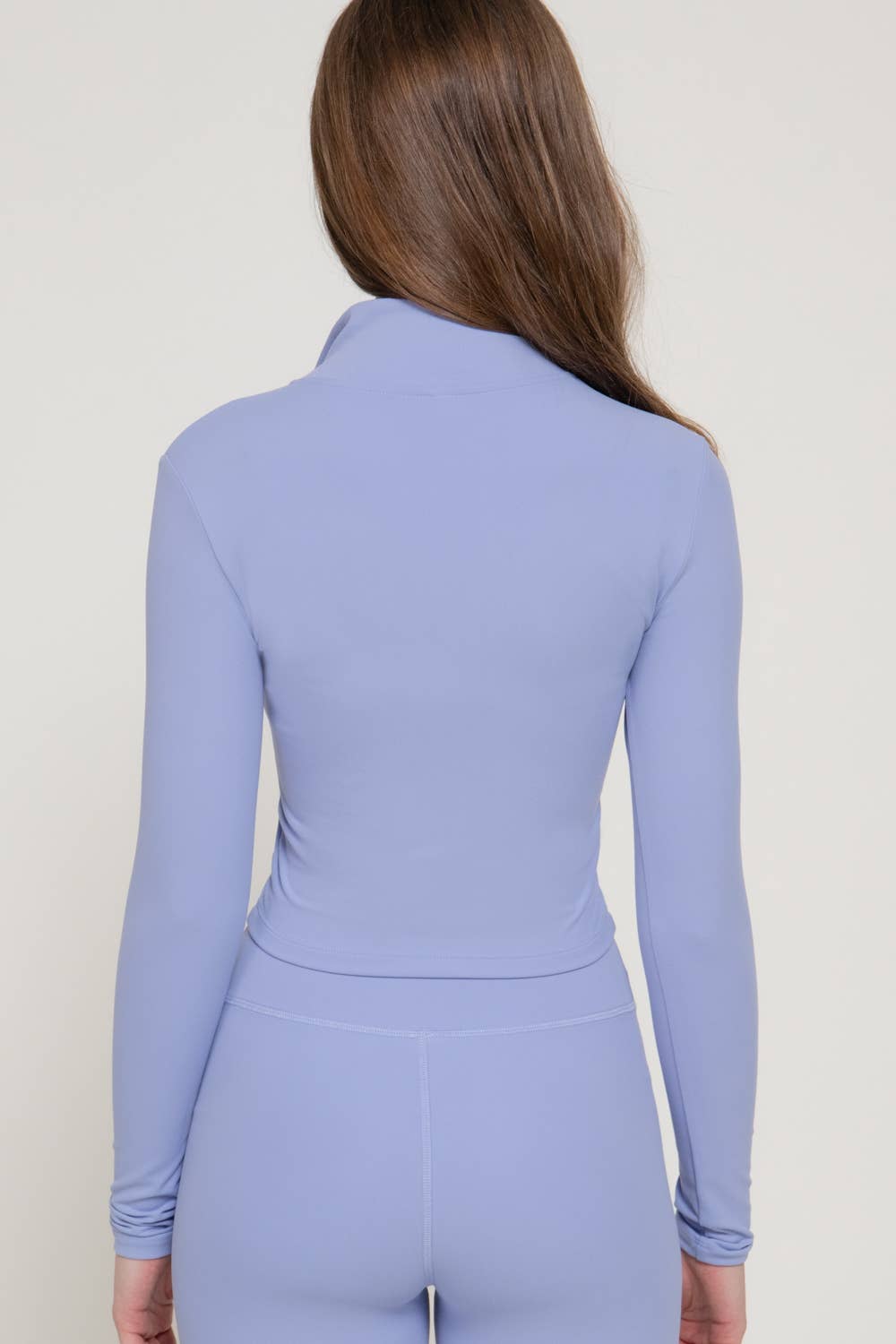 Long Sleeve Mock Neck Zip-Up Lavender Blue