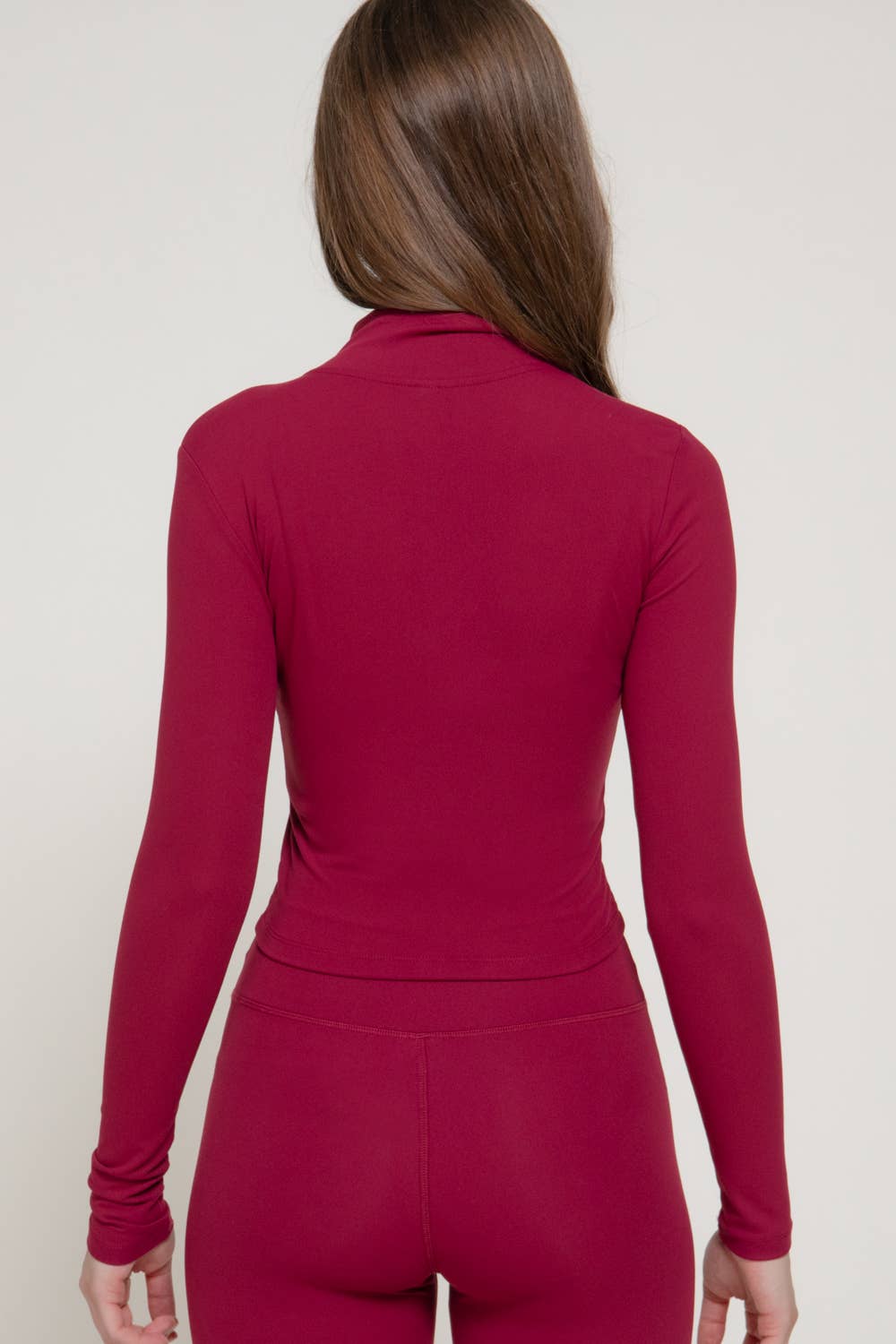 Long Sleeve Mock Neck Zip-Up Cherry Jacket